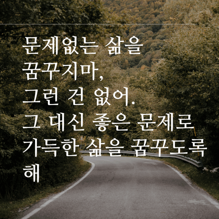 문제없는 삶을 꿈꾸지마, 그런 건 없어. 그 대신 좋은 문제로 가득한 삶을 꿈꾸도록 해