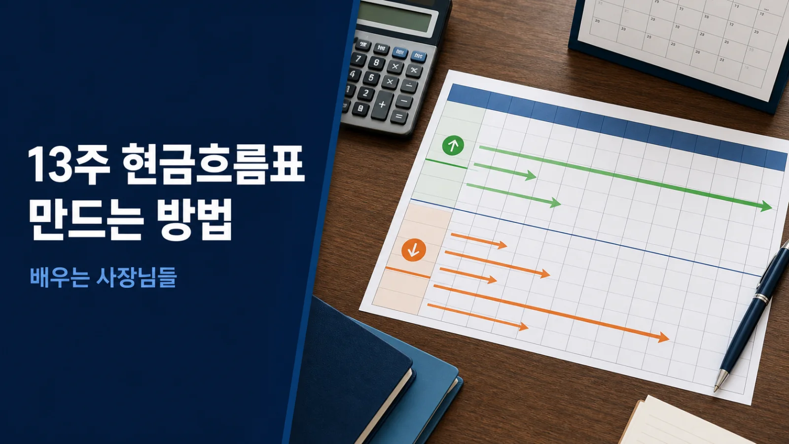 13주 현금흐름표 만드는 방법 제목과 주간 입출금 계획표