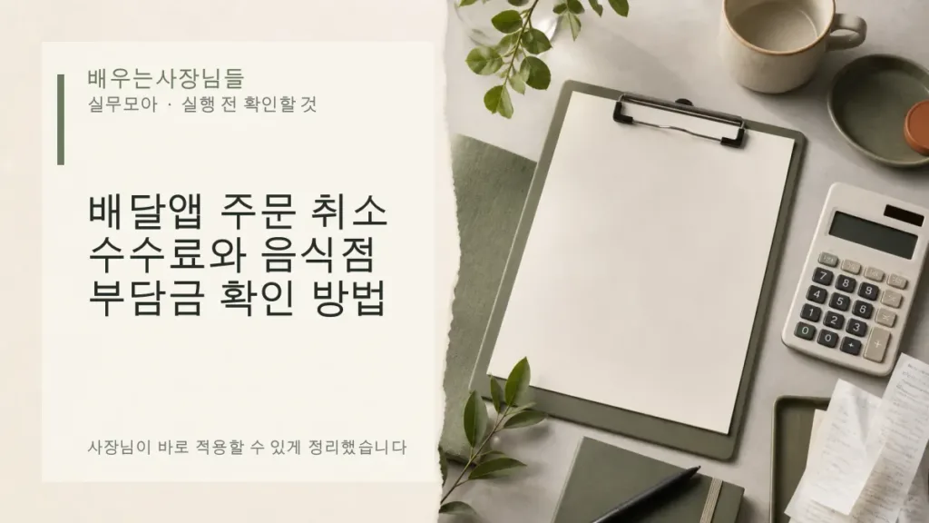 배달앱 주문 취소 수수료와 음식점 부담금 확인 방법