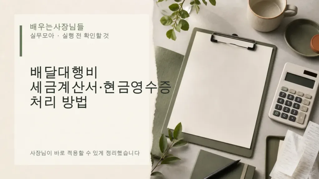 배달대행비 세금계산서·현금영수증 처리 방법