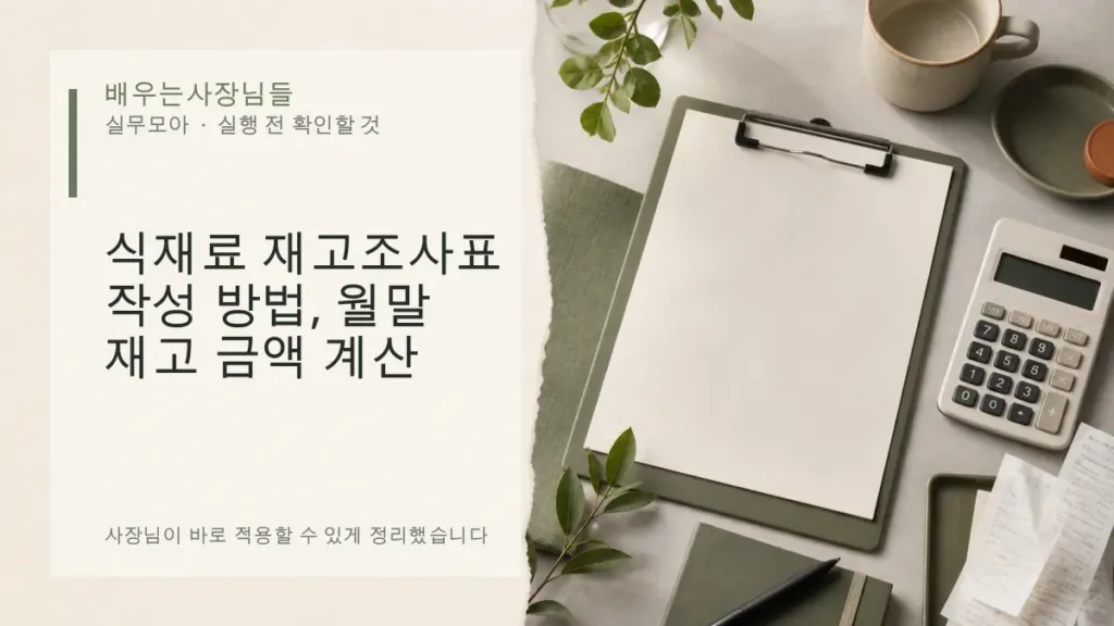 식재료 재고조사표 작성 방법, 월말 재고 금액 계산