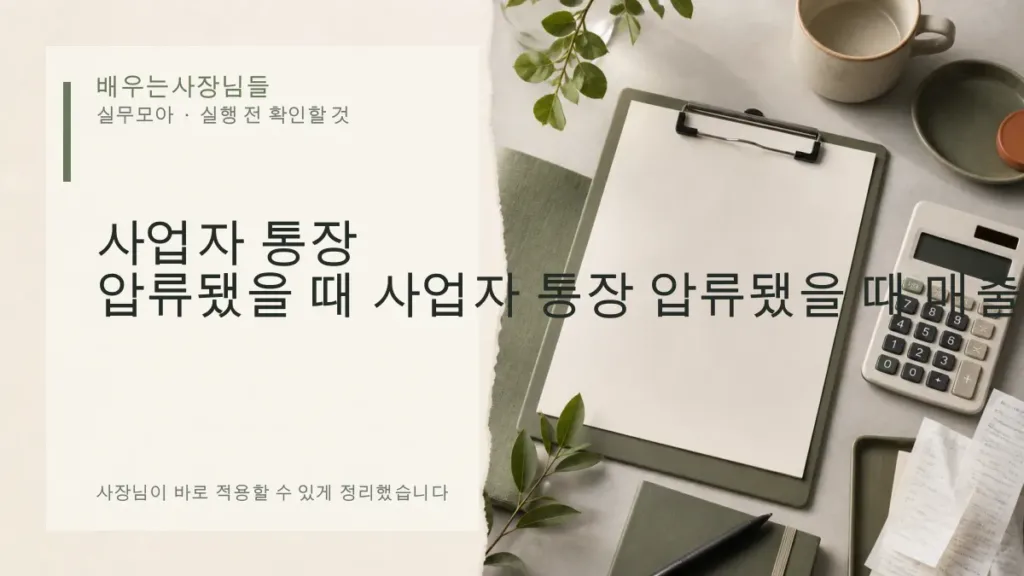 사업자 통장 압류됐을 때 매출대금 보호와 해제 신청 순서