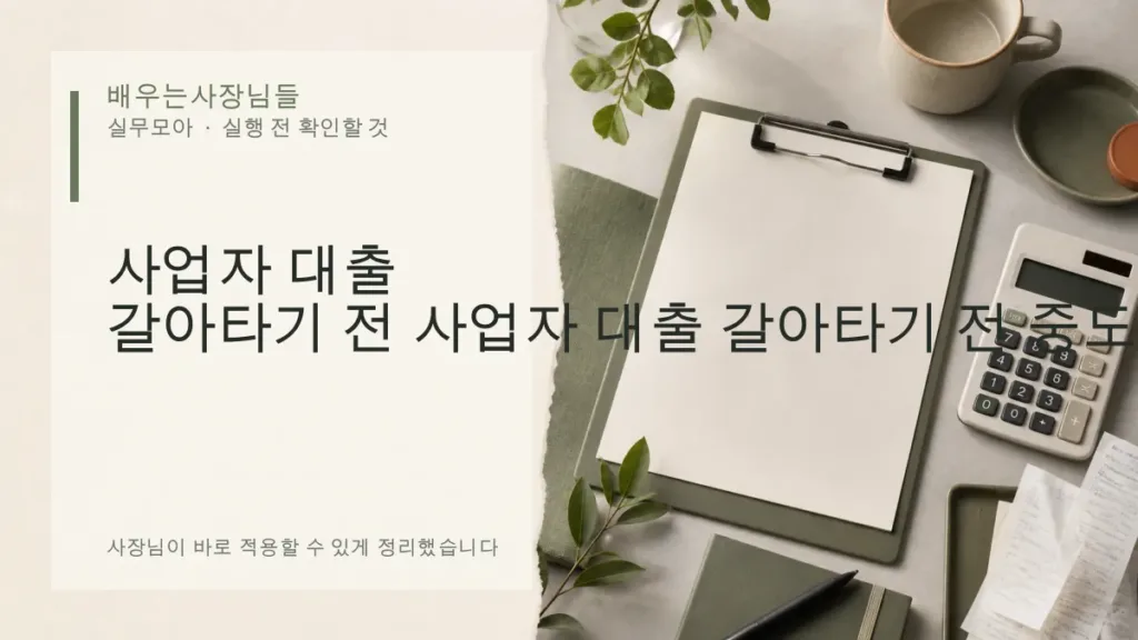 사업자 대출 갈아타기 전 중도상환수수료와 총이자 비교 방법