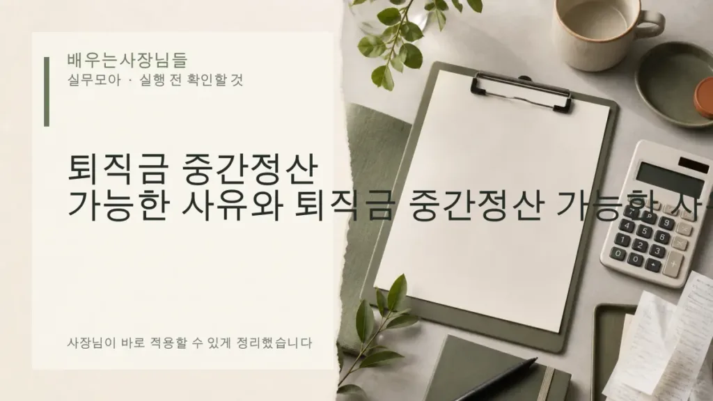 퇴직금 중간정산 사유·신청서류, 사업주가 확인할 기준
