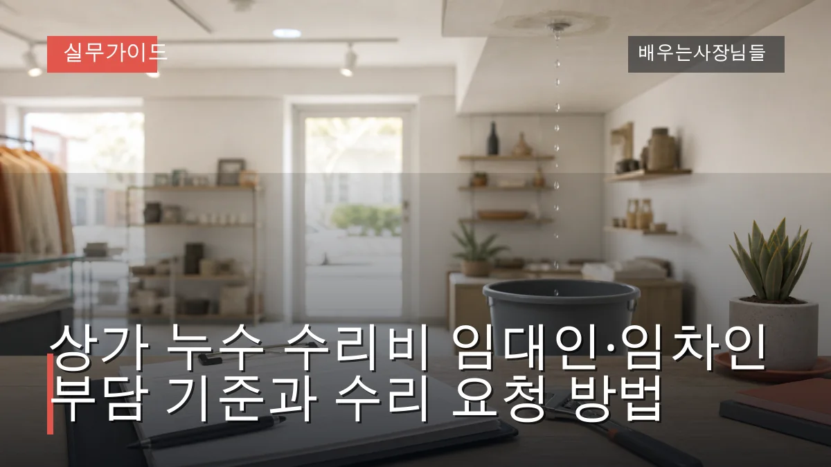 상가 누수 수리비 임대인·임차인 부담 기준과 수리 요청 방법