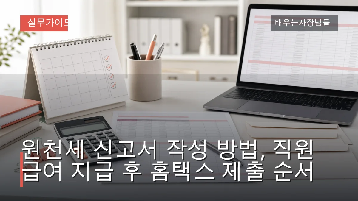 원천세 신고서 작성 방법, 직원 급여 지급 후 홈택스 제출 순서
