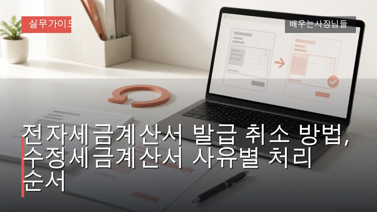 전자세금계산서 발급 취소 방법, 수정세금계산서 사유별 처리 순서