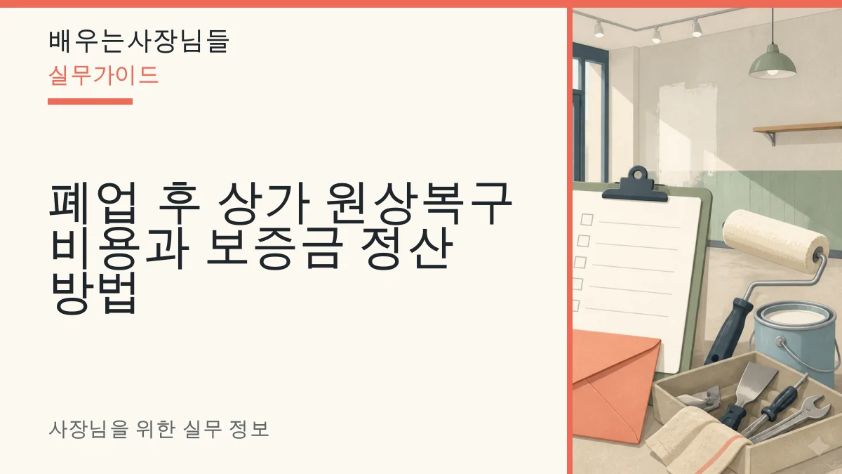 폐업 후 상가 원상복구 비용과 보증금 정산 방법